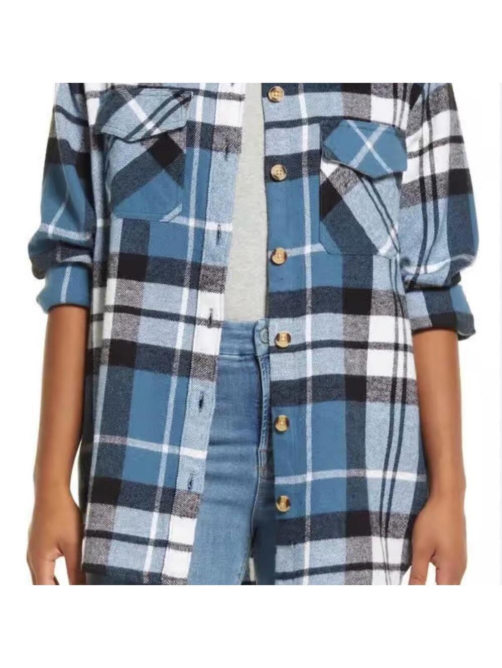 Blue plaid button up shirt by Beach Lunch Lounge